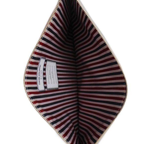 Thom Browne Pebbled Silver Document Pouch Clutch - Picture 2 of 5